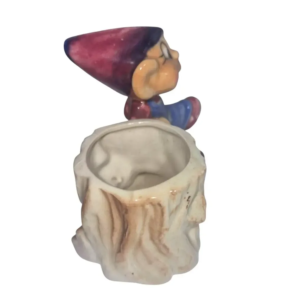 Vintage 1950s Kitschy Small Ceramic Elf Planters Set of 2 Whimsical Decor